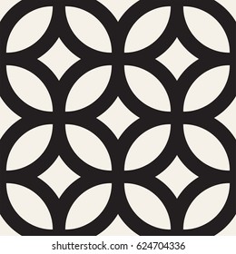 Vector Seamless Black And White Geometric Rounded Lines Pattern. Abstract Geometric Background Design