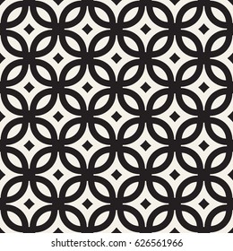 Vector Seamless Black And White Geometric Rounded Lines Pattern. Abstract Geometric Background Design