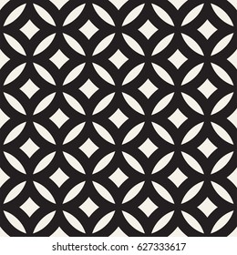 Vector Seamless Black And White Geometric Rounded Lines Pattern. Abstract Geometric Background Design