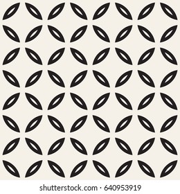Vector Seamless Black And White Geometric Rounded Lines Pattern. Abstract Geometric Background Design