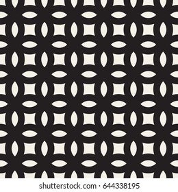 Vector Seamless Black And White Geometric Rounded Lines Pattern. Abstract Geometric Background Design