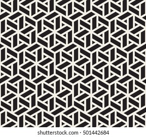 Vector Seamless Black And White Grid Pattern. Abstract Geometric Background Design