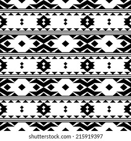 vector seamless black and white grunge ethnic Indian geometric pattern background