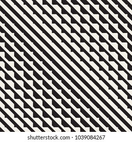 Vector seamless black and white halftone lines pattern. Abstract geometric retro background design.