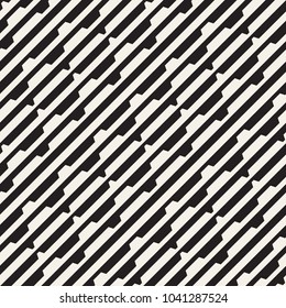 Vector seamless black and white halftone lines grid pattern. Abstract geometric retro background design.