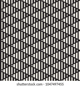 Vector seamless black and white halftone lines grid pattern. Abstract geometric retro background design.