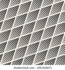 Vector seamless black and white halftone lines grid pattern. Abstract geometric retro background design.