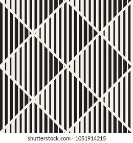 Vector seamless black and white halftone lines grid pattern. Abstract geometric retro background design.