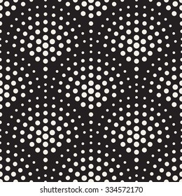 Vector Seamless Black And White Halftone Circles Mosaic Pattern Abstract Background