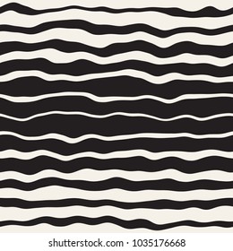 Vector seamless black and white hand drawn diagonal wavy lines gradient pattern. Abstract freehand background design