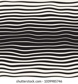 Vector seamless black and white hand drawn diagonal wavy lines pattern. Abstract freehand background design