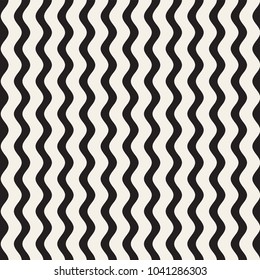 Vector Seamless Black and White Hand Drawn Wavy Lines Simple Pattern