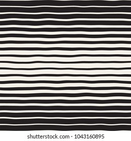 Vector seamless black and white hand drawn diagonal wavy lines gradient pattern. Abstract freehand background design