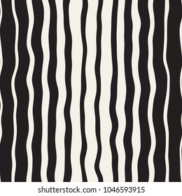 Vector seamless black and white hand drawn diagonal wavy lines gradient pattern. Abstract freehand background design
