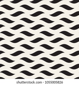 Vector Seamless Black and White Hand Drawn Wavy Lines Simple Pattern