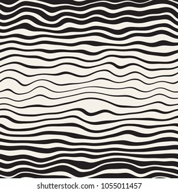 Vector seamless black and white hand drawn diagonal wavy lines gradient pattern. Abstract freehand background design
