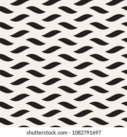 Vector Seamless Black and White Hand Drawn Wavy Lines Simple Pattern