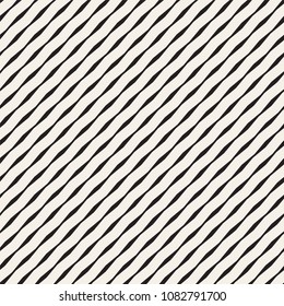 Vector Seamless Black and White Hand Drawn Wavy Lines Simple Pattern