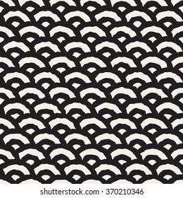 Vector Seamless Black And White Hand Painted Line Geometric Circular Oriental Pattern Abstract Background