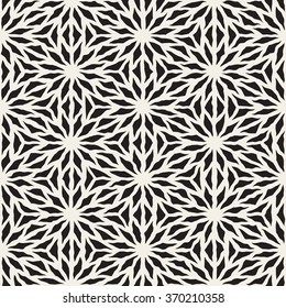 Vector Seamless Black And White Hand Painted Line Geometric Star Pattern Abstract Background