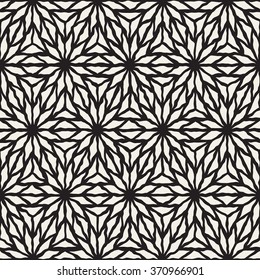 Vector Seamless Black And White Hand Painted Line Geometric Star Pattern Abstract Background