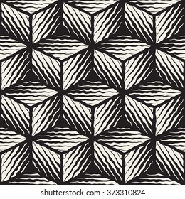 Vector Seamless Black And White Hand Painted Diagonal Stripes Enagraving Geometric Pattern Abstract Background