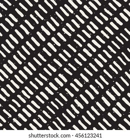 Vector Seamless Black and White Hand Drawn Rounded Diagonal Lines Grunge Pattern. Abstract Freehand Background Design