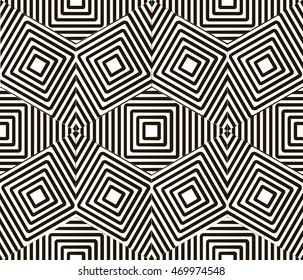 Vector seamless black and white hand painted cube rhombus geometric shape pattern. Abstract geometric background. Graphic style for wallpaper, wrapping, fabric, background, apparel, prints, website