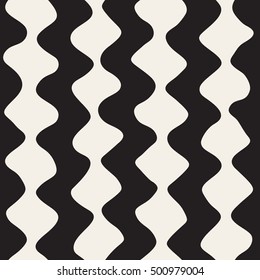 Vector Seamless Black and White Hand Drawn ZigZag Lines Pattern. Abstract Freehand Background Design