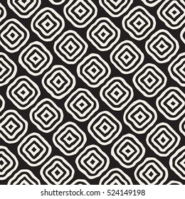Vector Seamless Black and White Hand Drawn Rhombus Lines Pattern. Abstract Freehand Background Design