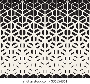 Vector Seamless Black   White Hexagon Triangle Split Lines Halftone Gradient Pattern Abstract Background