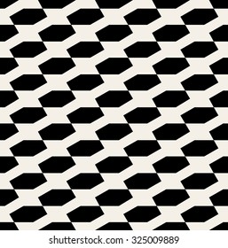 Vector Seamless Black And White Hexagonal Diagonal Pattern Background
