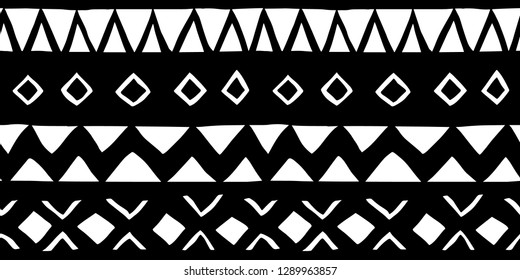 Vector seamless black and white illustration. Ethnic hand drawn pattern for wallpaper,fabric, textile