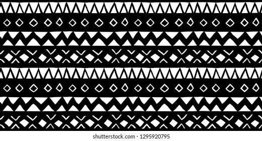 Vector seamless black and white illustration. Ethnic hand drawn pattern for wallpaper,fabric, textile