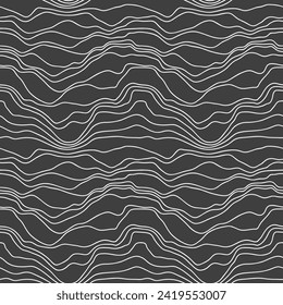 Vector seamless black and white irregular hand drawing lines vector seamless pattern background. Geometric striped ornament wood grain modern monochrome linear stylish texture.  