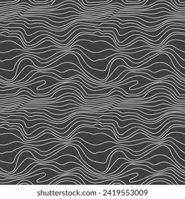 Vector seamless black and white irregular hand drawing lines vector seamless pattern background. Geometric striped ornament wood grain modern monochrome linear stylish texture.  