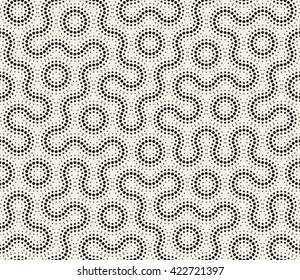  Vector Seamless Black and White Irregular Rounded Dotted Lines Geometric Pattern Abstract Background