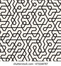 Vector Seamless Black and White Irregular Lines Pattern. Abstract Geometric Background Design