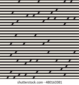 Vector Seamless Black and White Irregular Rounded Dash Lines Pattern. Abstract Geometric Background Design