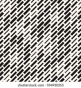 Vector Seamless Black And White Irregular Dash Rectangles Grid Pattern. Trendy Monochrome Texture. Abstract Geometric Background Design