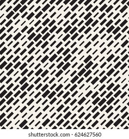 Vector Seamless Black And White Irregular Dash Rectangles Grid Pattern. Trendy Monochrome Texture. Abstract Geometric Background Design