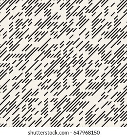 Vector Seamless Black And White Irregular Lines Grid Pattern. Trendy Monochrome Texture. Abstract Geometric Background Design