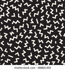 Vector Seamless Black And White Jumble Edgy Shapes Pattern. Abstract Geometric Background Design