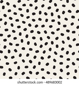 Vector Seamless Black And White Jumble Circles Pattern. Abstract Freehand Background Design