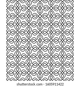 Vector Seamless Black and White Lace Floral Pattern. Abstract Geometric Background Design