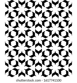 Vector Seamless Black and White Lace Floral Pattern. Abstract Geometric Background Design