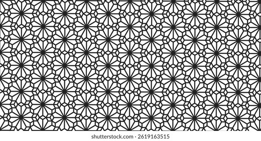 Vector Seamless Black and White Lace Floral Pattern. Abstract Geometric Background Design