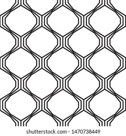 Vector seamless black and white lines pattern abstract background.