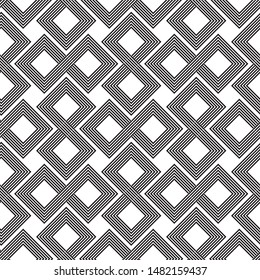 Vector seamless black and white lines pattern abstract background.