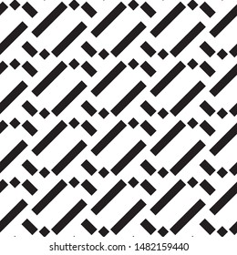 Vector seamless black and white lines pattern abstract background.